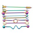 thumbnail image 2 of Paquete de 8 pendientes de barra Industrial de acero inoxidable, joyería para Piercing corporal de 38mm Hugo Aretes de acero inoxidable, 2 of 8