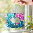 thumbnail image 3 of Lotusprinthandmade Dolphin Couple Custom Shape Broken Glass Hologram Ornament 5in, Dolphin Couple Decorative Ornament, 3 of 5