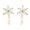 White, variant on Indian Jewelry Cubic Zirconia CZ Floral Round Pearl Drop Stud Earring for Women and - Brown