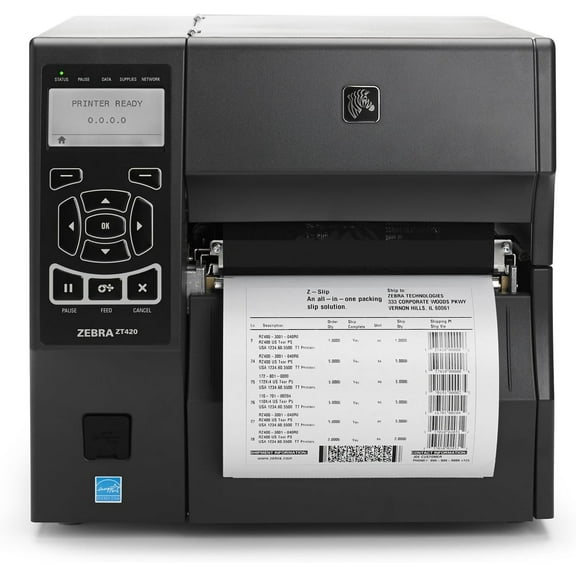 Restored Zebra ZT420 Industrial Thermal Transfer Tabletop Printer – 300 DPI, Monochrome, Ethernet, Bluetooth, USB (Refurbished)
