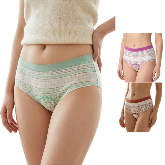 Krdevn Women Seamless Period Underwear, 4 Layer Leak Proof Absorbent Menstrual Panties for Daily Use,Green