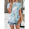 thumbnail image 3 of Tiered Short Sleeve Floral Blouse, White, Large, 3 of 5