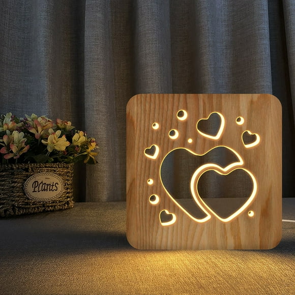 Agiferg LED Wooden Night Lamps for Bedrooms Table Lamp With 3D Pet Cat lampshade USB