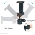 thumbnail image 4 of LINCO 2Pack Cell Phone Tripod Mount Adapter with Ball Head 360° Rotating Phone Holder for Stand Tripod with 1/4" Screw, Smartphone Clamp for DSLR Cameras iPhone Samsung Ring Light-AM2832, 4 of 14