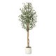 thumbnail image 1 of Qinaqin 5FT/6FT/7FT Fake Oliva Tree con Realistic Fau x Silk Leaves Blanco Planter Pot Natural Madera Trunk, 1 of 5