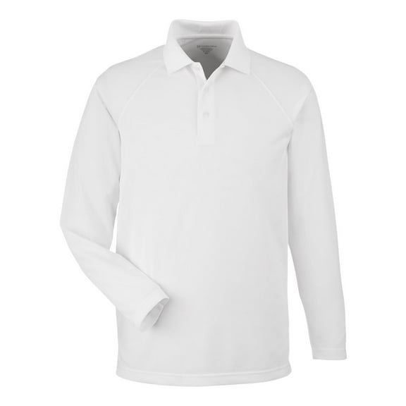 Harriton M208L Men's Charge Snag and Soil Protect Long Sleeve Polo-White-M