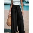 thumbnail image 5 of Women Wide Leg Pants High Waisted Trousers Linen Lounge Beach Cover Ups Flowy Pants, 5 of 7