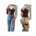thumbnail image 4 of Franhais Women Knitted Long Sleeve Blouse with Solid Color, Navel Version Casual Summer Clothing, 4 of 5
