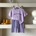 thumbnail image 5 of Bovxnpu Unisex Girls Summer Outfits Casual Loungewear Set Graphic Short Sleeve Crewneck Kids Soft Loungewear Pants Set, 5 of 6