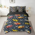 thumbnail image 2 of Manfei Racing Car Sprots Bedding Comforter Set 7-Piece, Cartoon Boys Vehicle King Bedding Sets, Checkered Buffalo Reversible Bed Sheets, Super Cozy Room Decor, 2 of 7