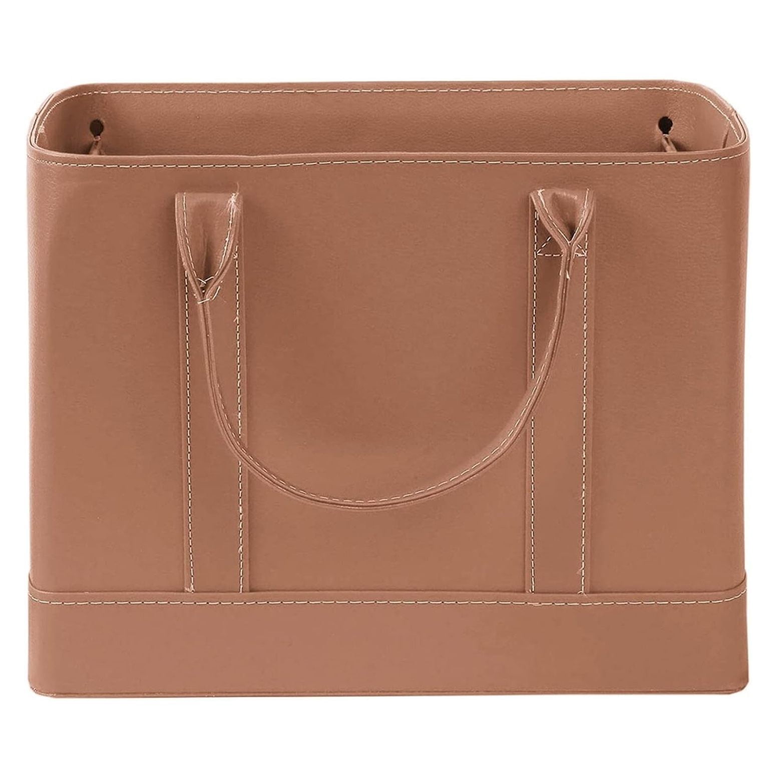 Chic File Organizer Tote - Important Document Organizer Bag, Portable File Box with Handle, Brown