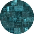 thumbnail image 1 of Ahgly Company Indoor Round Patchwork Light Blue Transitional Area Rugs, 3' Round, 1 of 4