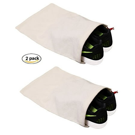 Earthwise Shoe Storage Bags 100% Cotton - with Drawstring For Men - Women in Natural MADE IN THE USA 17"...