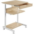 thumbnail image 5 of Topeakmart Rolling Laptop Computer Desk Table Tray Desk with Drawer and Shelf on Wheels, Light Oak, 5 of 11