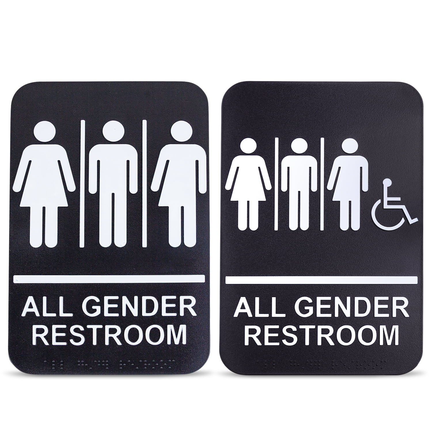 6 x 8 ADA Braille All Gender Handicap Restroom Sign Grey