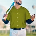thumbnail image 4 of Fotbe Olive Baseball Jersey Shirt for Men and Women, Casual Short Sleeves Button Down T-Shirt-4X-Large, 4 of 9