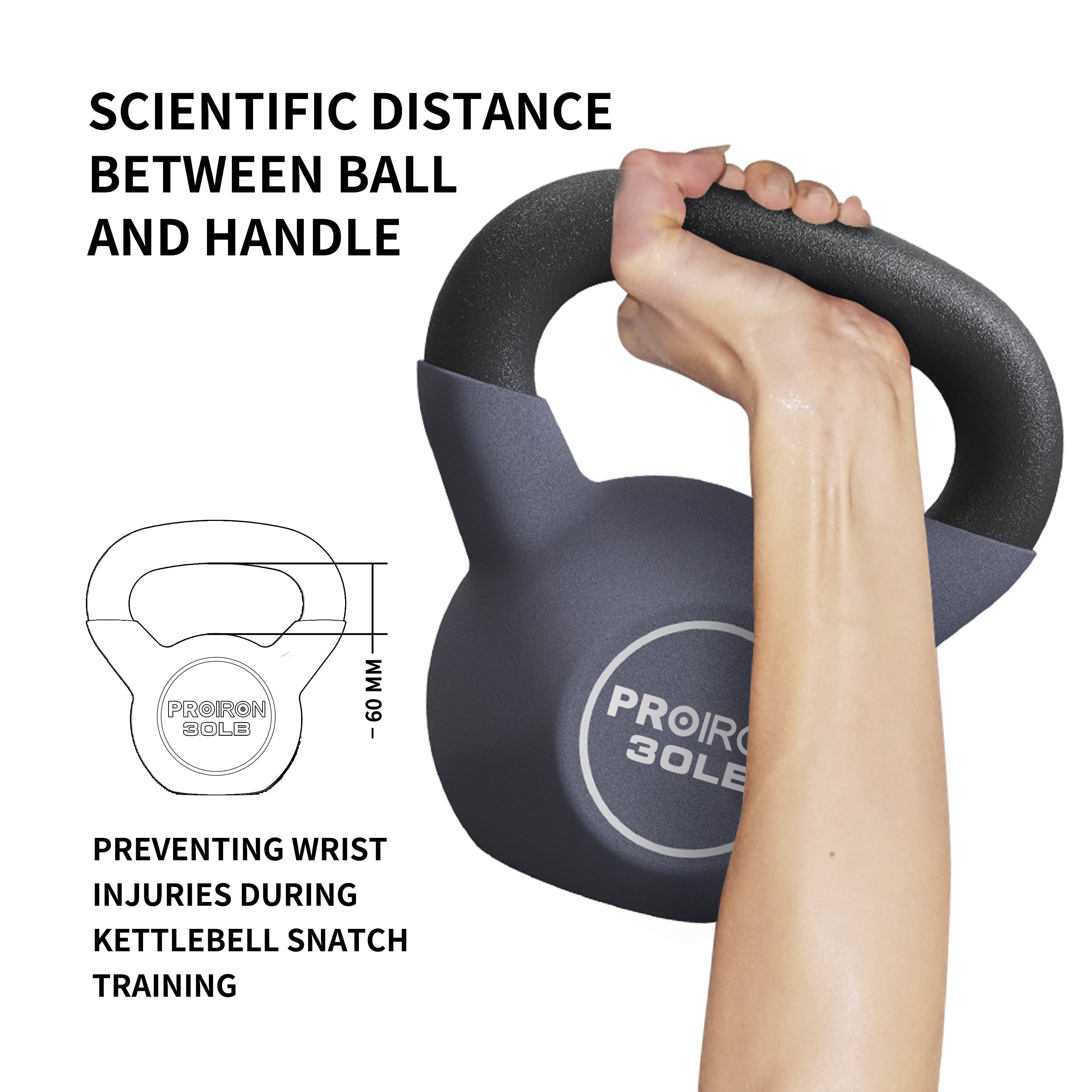 PROIRON Neoprene Coated Kettlebell 30Lb, Single