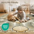 thumbnail image 4 of ODIKA 8'x10' Washable Area Rug Seashell Scroll Frame Nautical Ocean Wave Border Turtle Motif Refined Structured for Dining Room, Large Office, Lounge, Non-Slip Chair-Friendly Mat, 4 of 7