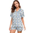 thumbnail image 2 of KLHDSF Womens 2 Piece Pajama Set Short Sleeve Top and Shorts Casual Summer Floral Loungewear Light Blue M, 2 of 7