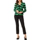 thumbnail image 2 of Blazer a rayas de mujer con solapa de pico y mangas largas, botón, XL, verde y azul marino, 2 of 7