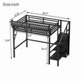 thumbnail image 3 of Mirightone Twin Size Loft Bed with Stairs and Storage, Metal Loft Bed Frame with A Shelf and Large Under-Bed Space, Heavy-Duty Loft Beds for Boys Girls Teens, Black, 3 of 7