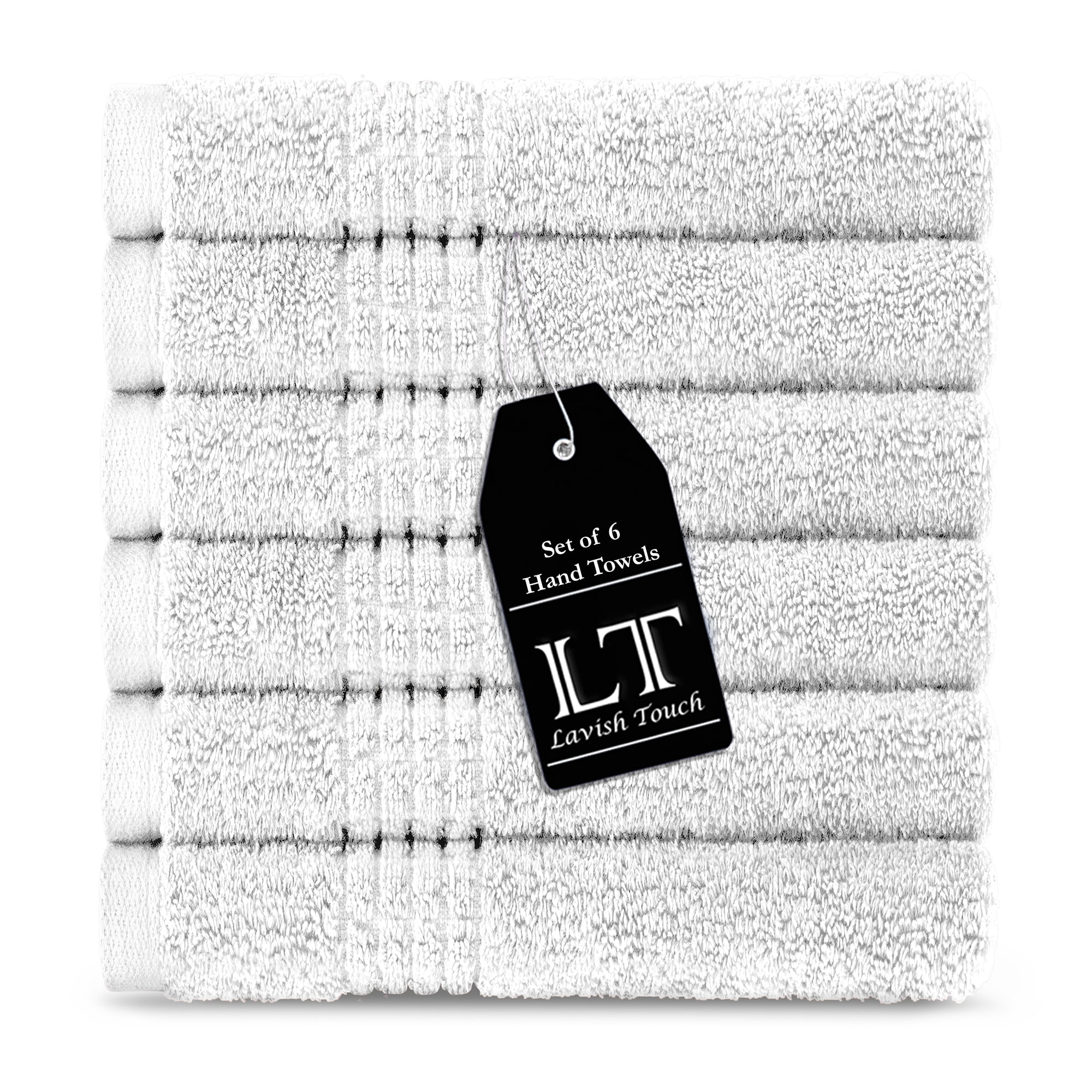 Lavish Touch 700 GSM 100 Egyptian Cotton 6 Pack Hand Towels Set 16x24, Premium Hotel Spa