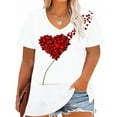 thumbnail image 2 of Women's Plus Size Tops Valentine's Day Short-Sleeve Shirt Love Heart Print T-Shirt V Neck Loose Fit Tees Cute Summer Tops for Women, 2 of 5