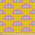 thumbnail image 2 of Ambesonne Kawaii Fabric by the Yard Upholstery, Smiling Fluffy Clouds Motif, 5 Yards, Pink Orange and Blue, 2 of 5