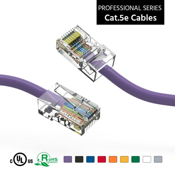 ACCL 7Ft Cat5E UTP Ethernet Network Non Booted Cable Purple, 1 Pack