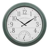 La Crosse Technology 15.75 In. Indoor/Outdoor Quartz Sagebrook Green Wall Clock with Temperature, 404-3840SG