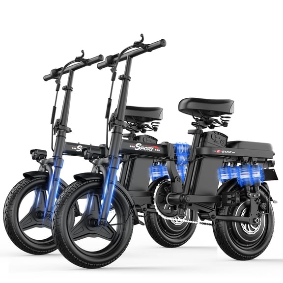 2Pack F12 Electric Bike for Adults Teens, 1200W Peak Motor, 25MPH Folding E-Bike, 48V 13Ah Removable Battery, 3-speed Ebike with R-seat, 14" Compact Electric Bicycle with Pedals for Commuting,UL2849