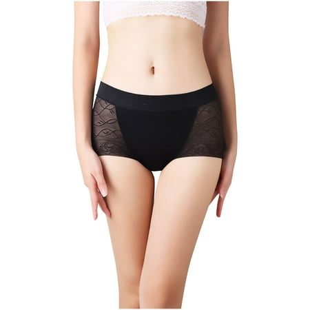 YWDJ Panties for Women Plus Size Breathable Breathable Lace Lightweight No Show Lace Breathable Thin Ice Silk Oversized Underwear Black 3XL