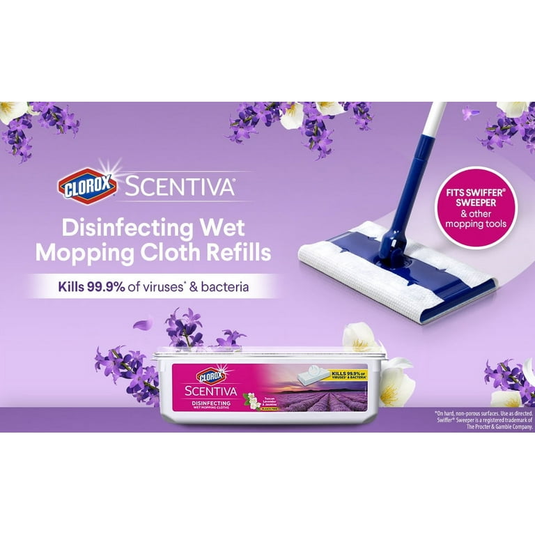Clorox Scentiva Disinfecting Wet Mopping Pad Refills for Floor Mop Tuscan Lavender and Jasmine 24 ct. 3 pk