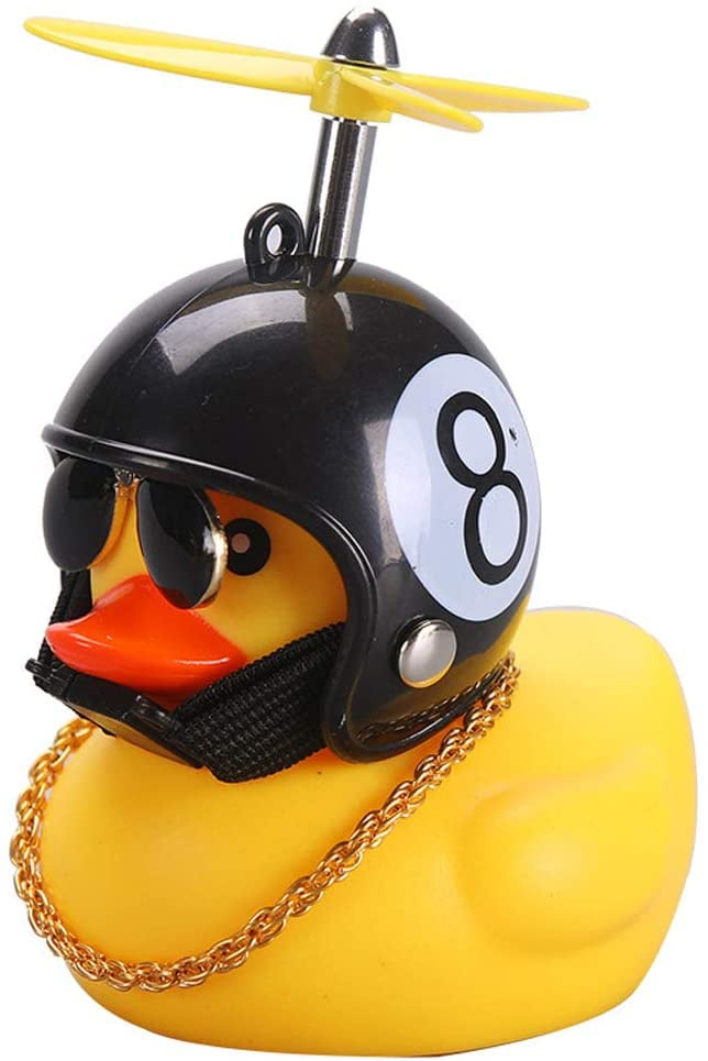 Yellow Duck Bike Bell with Propeller Helmet & Horn Light for Kids Men Women YumKubis Duck Toy Car Decorations Rubber Duck Car Ornaments for Dashboard Adults 