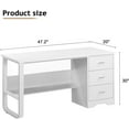 thumbnail image 2 of DreamCurship White Desk with 3 Drawers, 47 inch Home Office Desk with Bottom Shelves Storage, Writing Desk for Small Spaces, White, 2 of 7
