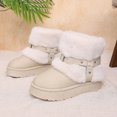 thumbnail image 7 of Womens Winter Snow Boots Thick Soled Extra Thick Warm Anti-Slip Fashion Fuzzy Shoes Beige 6.5, 7 of 7