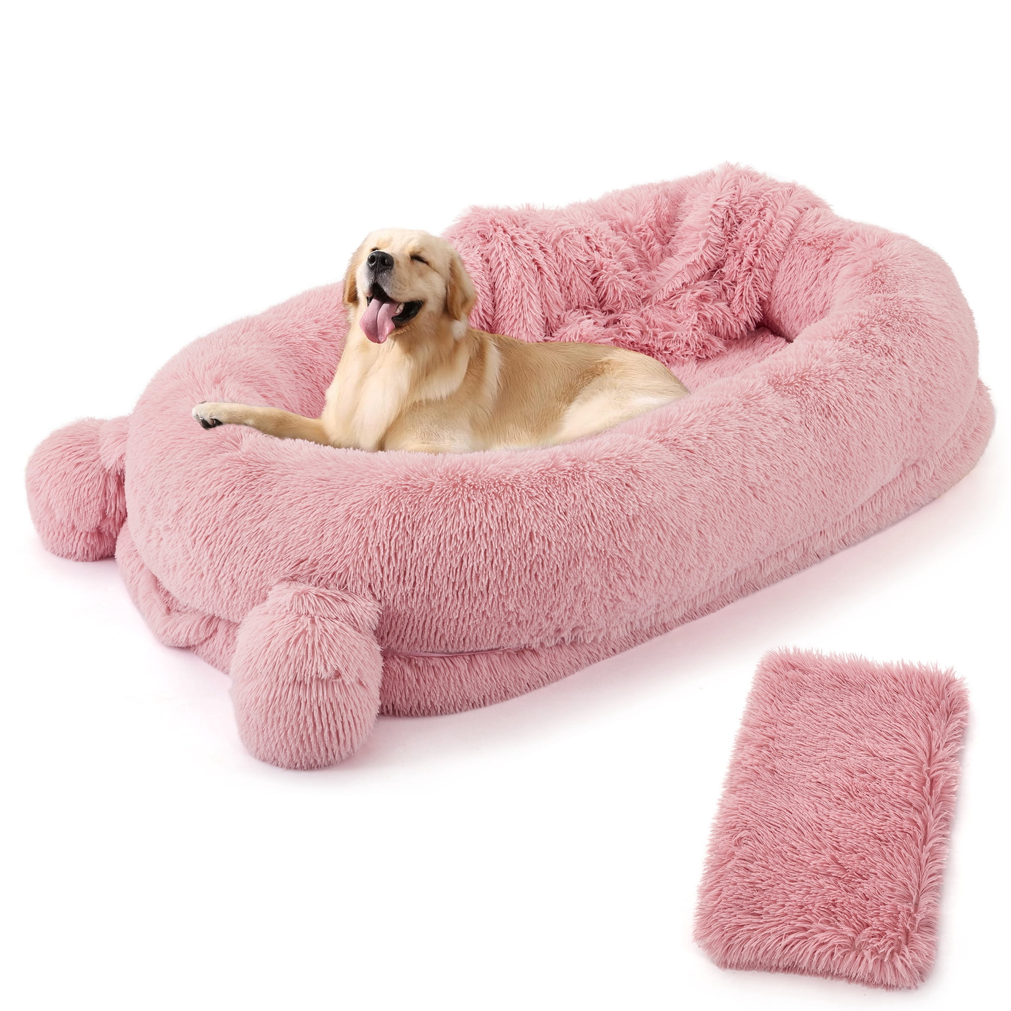 COOLYI Orthopedic Dog Beds for Extra Large Dogs 44x32Inch, Waterproof Memory Foam XL Pet Bed with Sides, Non-Slip and Egg-Crate Foam with Washable Removable Cover Pink
