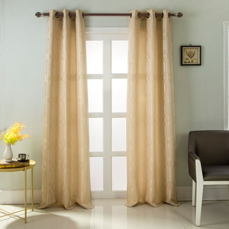 - Tasha Jacquard 76 x 84 in. Grommet Curtain Panel Pair, Beige (Set of 2)