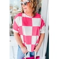 thumbnail image 5 of Women's Plus Size White Textured Checkerboard Round Neck T-Shirt - Casual Summer Style | [ZhiHiMeRi] | (US 14W-16W)1X, 5 of 12
