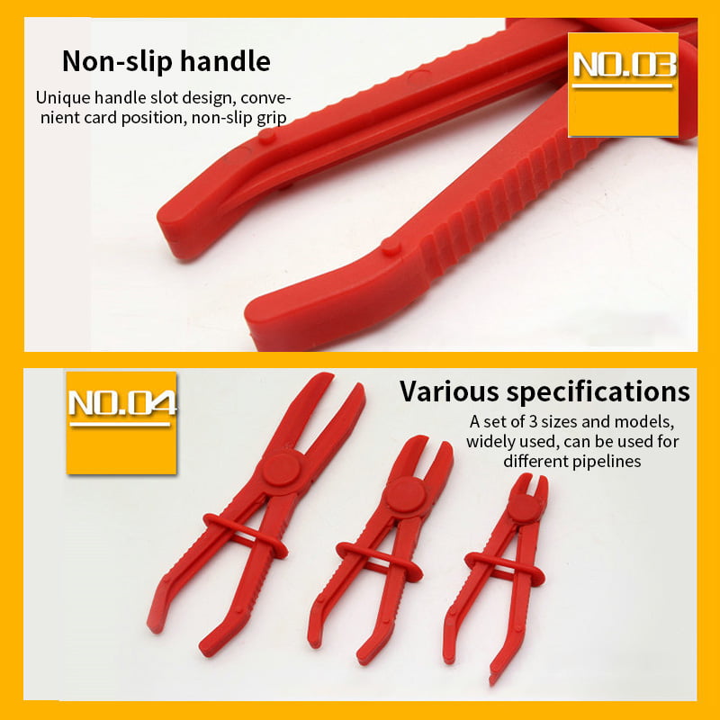 New 3Pcs Nylon Hose Clamp Tool Brake Fuel Water Line Clamp Plier Hands Free Tool 
