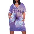 thumbnail image 1 of Believe ~ Vestido de mujer con bolsillo grande, vestido de mariposa, vestido de verano morado pastel diario para mujeres embarazadas, 1 of 6