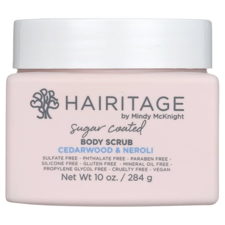 Hairitage Sugar Coated Cedarwood & Neroli Scented Exfoliating Body Scrub | Coconut Oil & Sweet Almond Oil for All Skin Types | Rosemary & Orange Essential Oils, 10 fl oz