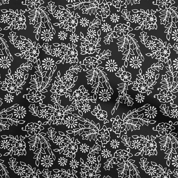oneOone Georgette Viscose Black Fabric Asian Mosaic Sewing Material Print Fabric By The Yard 42 Inch Wide