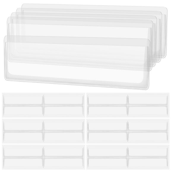 DEEPCRAFF 60Pcs Clear Plastic Label Sleeves with Self Adhesive for Shelf and Binder Organization