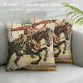 thumbnail image 3 of Creowell Throw Pillow Cover Vintage Wild West Cowboy Bucking Horse Western Decorative Pillow Case Home Decor Square White, 3 of 5