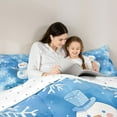thumbnail image 4 of Castle Fairy Cartoon Christmas Snowman Twin Bedding Sets 7-Piece for Boys Girls,Happy New Year Snowflakes Bedding Comforter Set Microfiber,Abstract Gradient Blue Breathable Sheet Sets, 4 of 8
