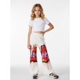 thumbnail image 2 of 7-8Y Girls Colored Flared Pants Digital Print Trousers Slim-Fit Wide Leg Flare for Spring Summer Autumn, 2 of 6