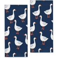 thumbnail image 1 of wonima44 Goose Hand Towels - 2 Pack, 14.5" X 28", Soft Microfiber Polyester Bath Towel Set with White Goose Pattern, for Bathroom Kitchen Spa Hotel Decor Gifts for Women, 1 of 1