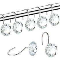 Shower Curtain Hooks Diamond Shape Shower Rings, Acrylic Decorative Rhinestones Bling Bathroom Bath Decor Set of 12 Rings