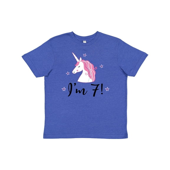 Inktastic 7th Birthday Cute Unicorn Youth T-Shirt